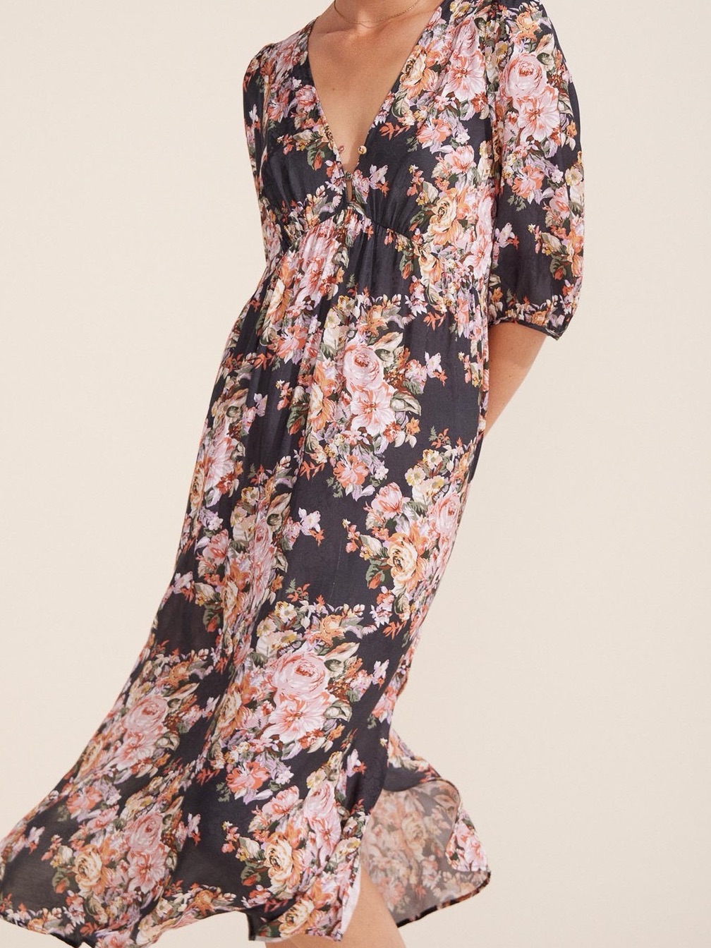 Auguste Medium 100% Organic Cotton Bijoux Elia Midi Floral Dress Boho B10